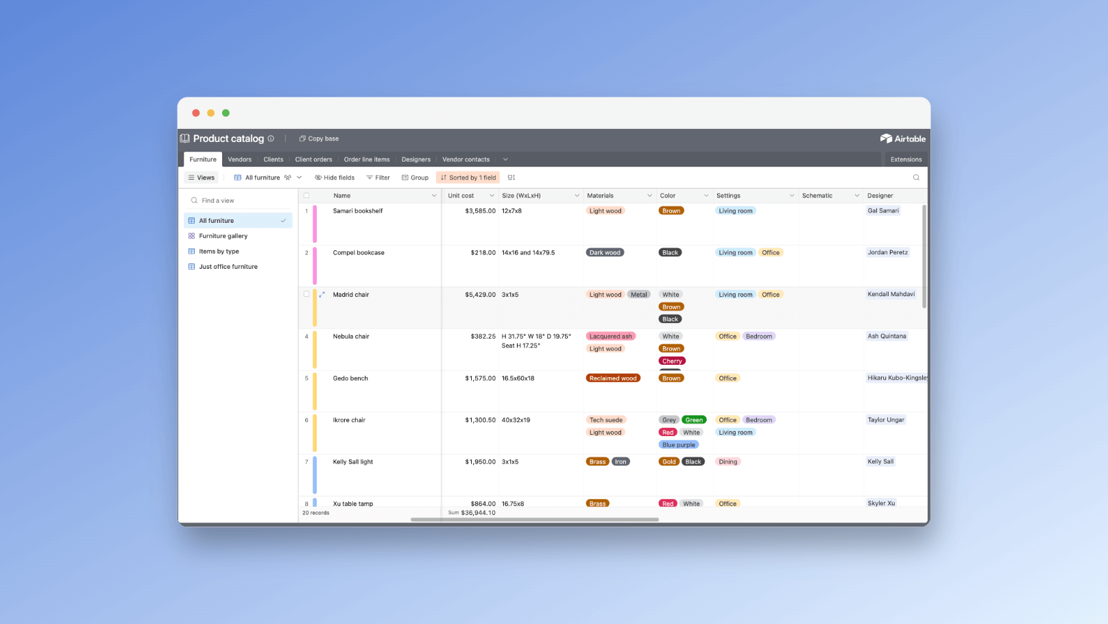 Catalogue Produits le template indispensable d'Airtable